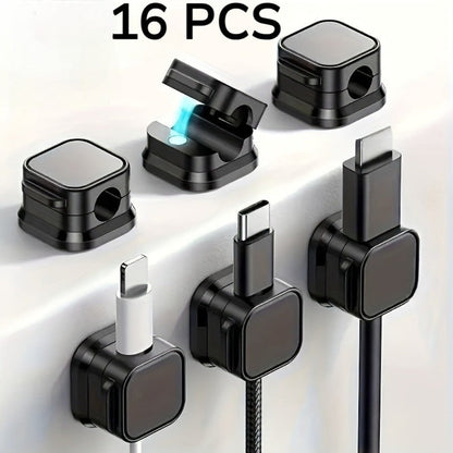 Silicone Cable Clips Self-Adhesive 16 Pcs – Reusable Cable Organizer & Wire Management for Desk, Car & Office, Universal Data Cable Holder