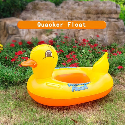 Pool Float Duck-Shaped Ring with Two Built-In Handles and One, Two or Four-Piece Pack Selections