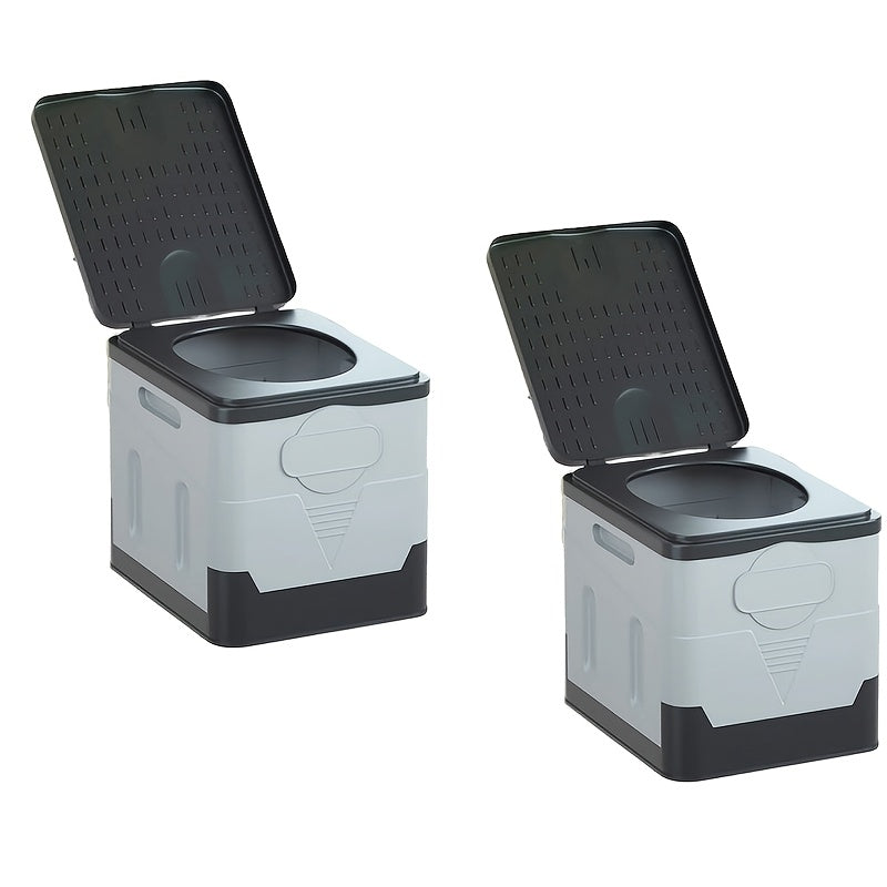 Foldable Camping Toilet Portable Porta Potty for Adults Kids with Lid Drain Hole Waterproof Thick PP Plastic Luggable Loo for Hiking Car