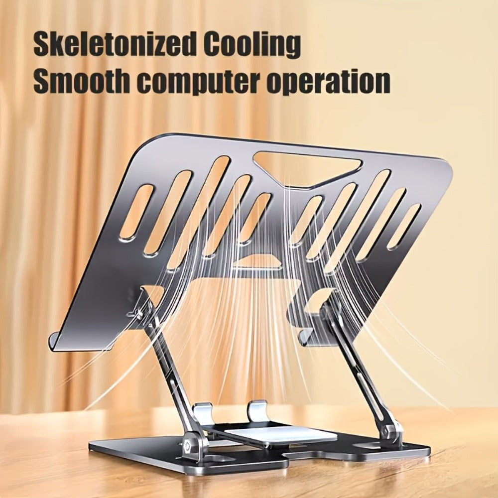 2-in-1 Laptop Stand with Phone Holder, Ergonomic Adjustable Computer Stand with Heat Dissipation, Foldable Desk Riser for 10-16 Inch