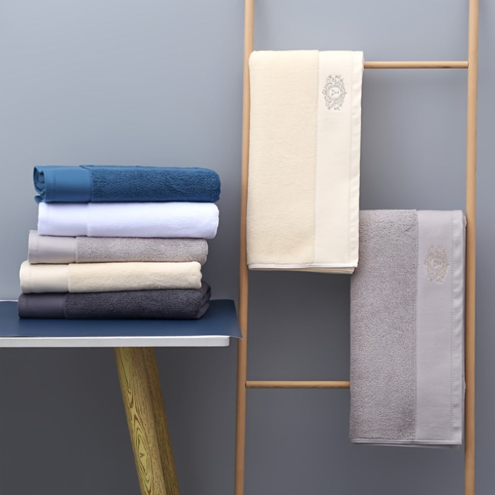 Embroidered Cotton Towel Set 3-Piece – 400g/㎡ Soft Absorbent Lint-Free Bath Towel Hand Towel Set for Home Spa Salon
