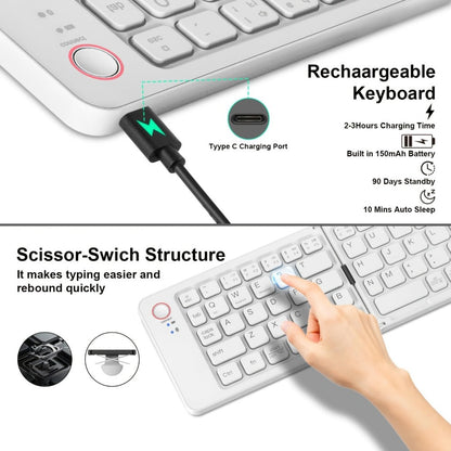 Folding Wireless Keyboard KLZO B023 Dual-Fold Magnetic, Slim Portable Bluetooth Keyboard, Ultra-Long Battery Life
