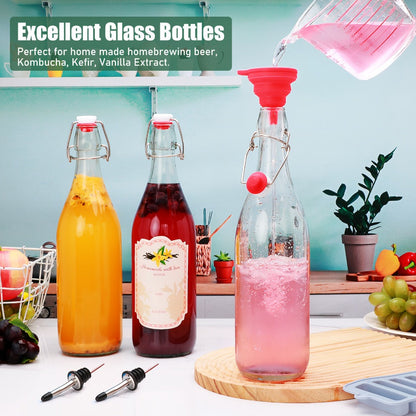 Swing Top Glass Bottles 32oz with Airtight Stopper - Flip Top Brewing Bottles for Kombucha for Entryways, Bedrooms and Living Spaces