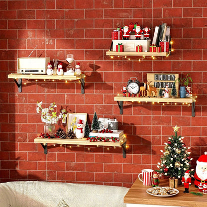 Floating Shelves Wall Mounted 4-Pack, Decorative Wall Shelves for Bedroom, Living Room, Bathroom & Plants