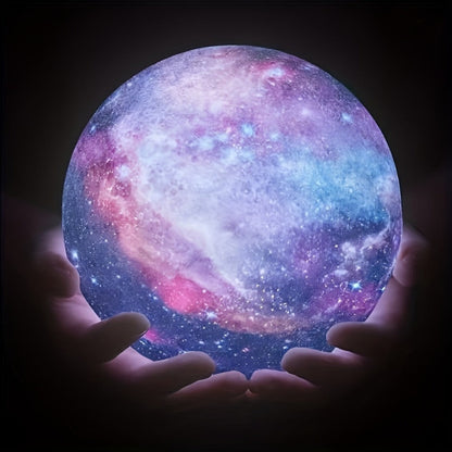 3D Moon LED Night Light, 16-Inch Sphere with 16 Colors, Remote Control, USB Power and Solid Wood Stand for Bedroom Decor