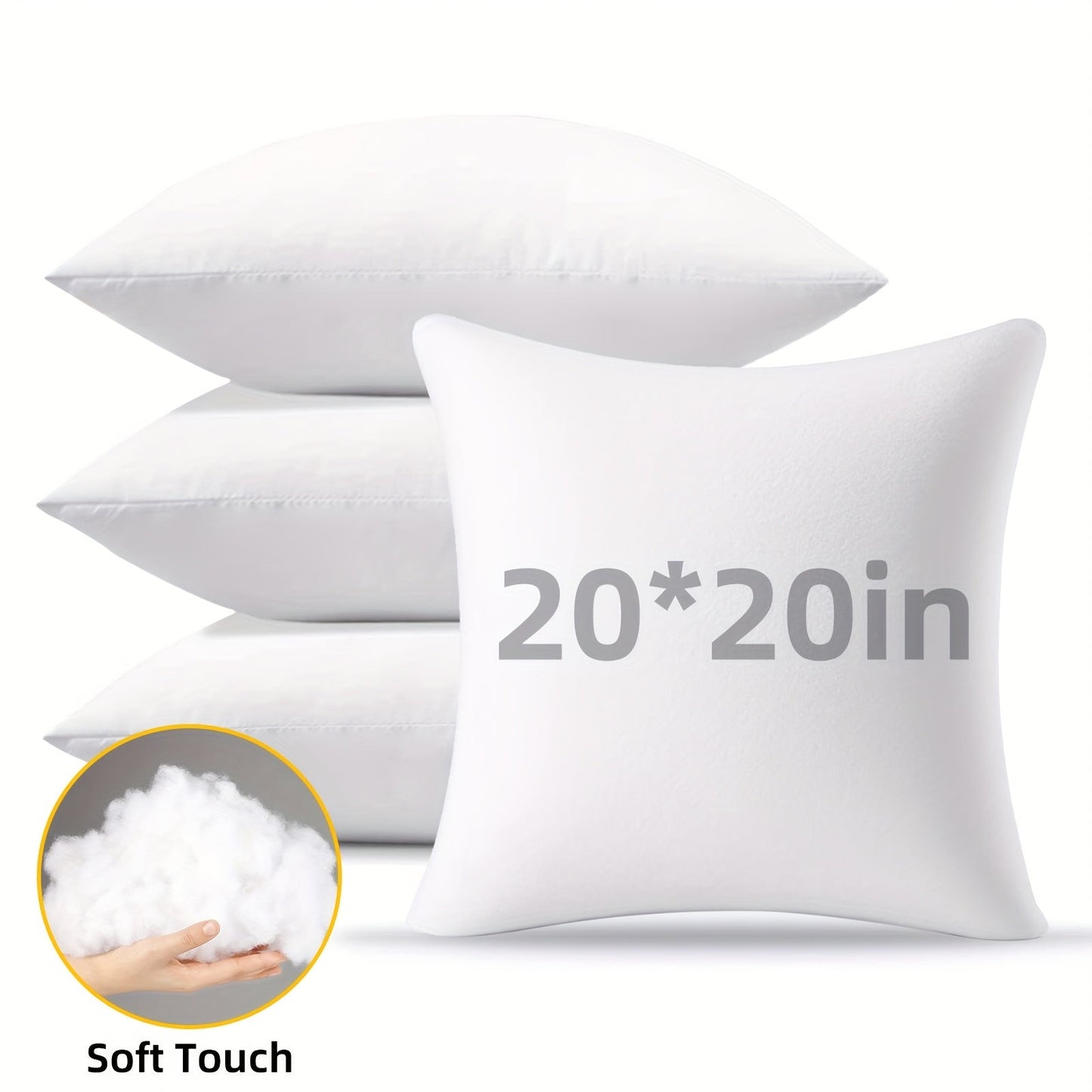 Outdoor Pillow Inserts 4/6 Pack, Soft or Waterproof Throw Pillow Forms for Sofa, Bed & Patio, 12x20-20x20 Inch
