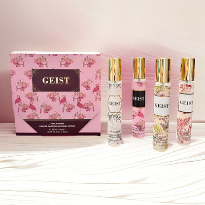 Perfume Gift Set 4 Pieces Travel Size Mini Spray – Long Lasting Fresh Floral Fragrance for Women and Men Unisex Portable Set Mother's Day