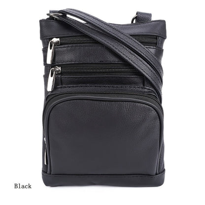 Genuine Leather Shoulder Bag for Women Men Soft First-Layer Cowhide Crossbody Bag Multi-Pocket Messenger Bag 3 Sizes Fits Smartphone Tablet