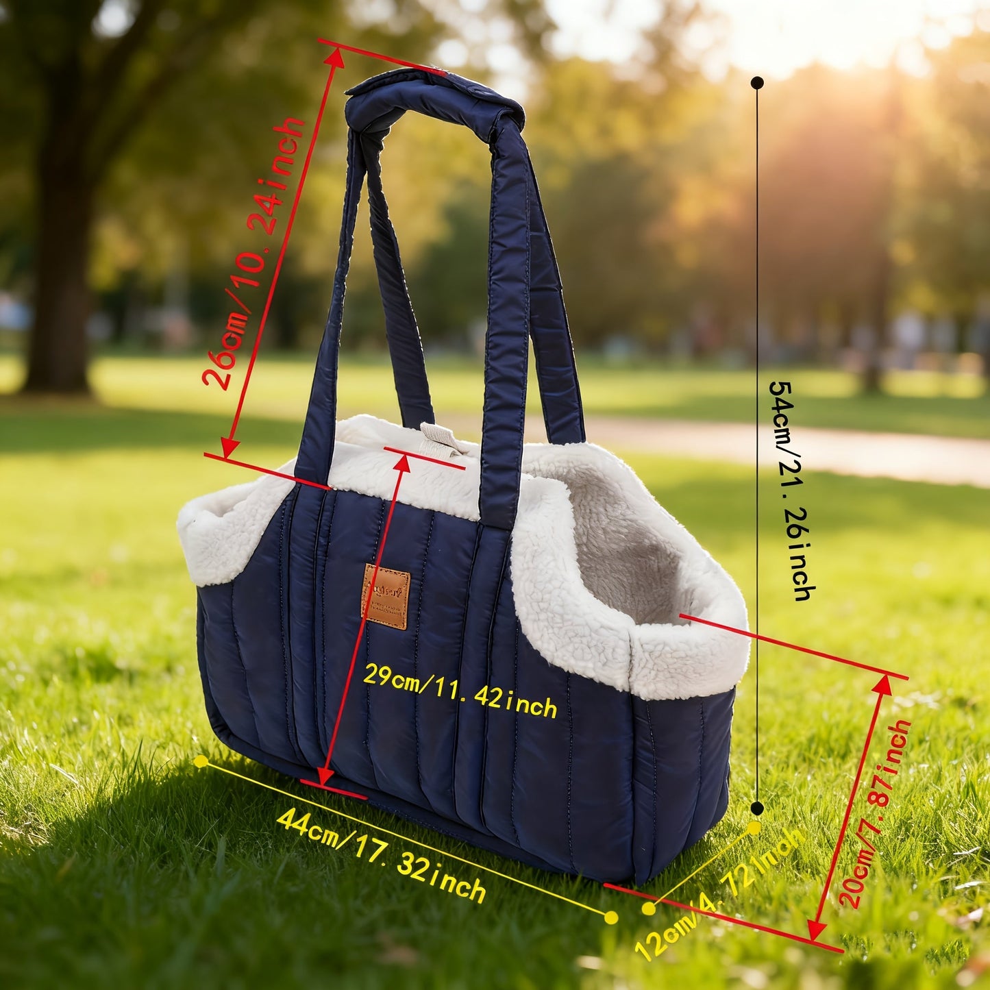 Quilted Open-Top Pet Carrier Tote with Plush-Look Trim, Two Long Handles and Six Color Options