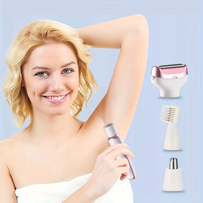 Rechargeable Facial Hair Remover Set for Women with Pink and Purple Multi Tool Options for Grooming