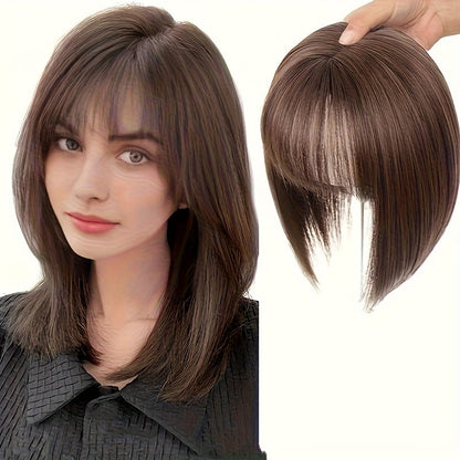 Hair Topper with Bangs for Women Thinning Hair Crown Coverage 10 Inch Lightweight Clip In Top Wig Volume Boost Black Dark Brown Light Brown