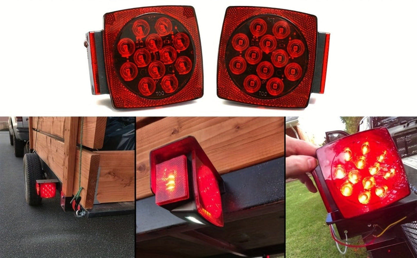 12V LED Trailer Tail Lights Kit – Stop, Turn Signal, Brake & License Plate Light for Trailers Under 80" – Boat, RV, Camper, Truck