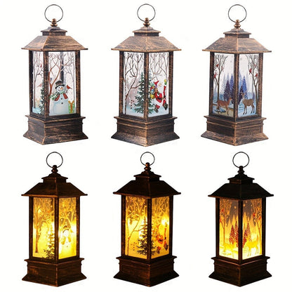Christmas Lantern Candlestick Nightlight Set 3pcs, Santa Snowman LED Table Decoration Light Battery Operated Holiday Home Decor