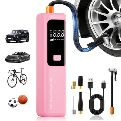 Cordless Tire Inflator Portable Air Compressor – USB-C Rechargeable, Digital Gauge, 3X Fast Inflation for Car Tires, Bikes