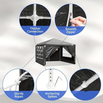 PE Fabric 10x10ft Canopy Tent with No-Wall, Three-Sidewall or Four-Sidewall Package Options