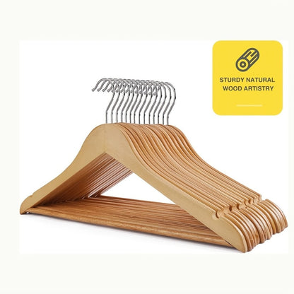 Solid Wood Clothes Hangers, 10/20/30 Pack Champagne Sturdy Wooden Coat Hangers for Jackets, Dresses & Heavy Coats