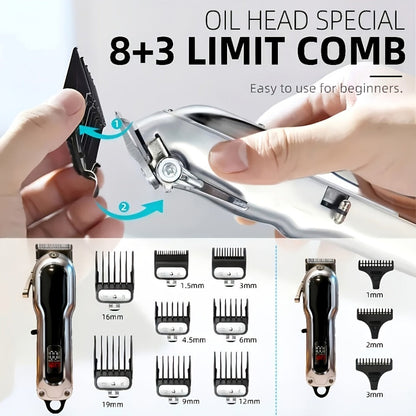 Electric Hair Clipper Set with Limit Comb – Barber-Grade Professional Trimmer, Long-Lasting Rechargeable Battery, Home & Travel Haircut Kit