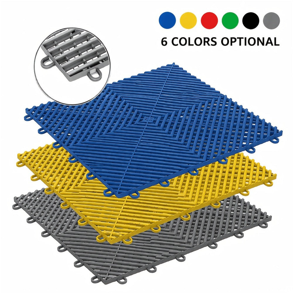 Garage Floor Tiles 25Pcs – Interlocking Plastic Mesh Spliced Floor Mats for Car Wash Auto Detailing Garage Flooring, 5 Colors