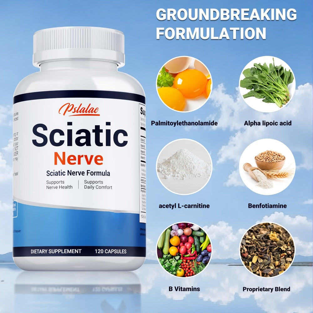 Nerve Pain Supplement 120 Capsules, Sciatic Nerve & Neuropathy Support with Vitamin B Complex, Benfotiamine & Acetyl-L-Carnitine