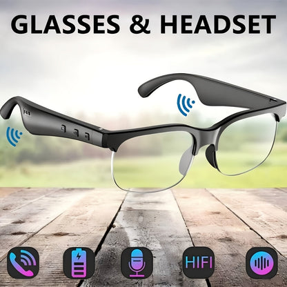 Smart Glasses Open-Ear Bluetooth Audio Eyewear with Built-In Speaker, Microphone and Black or White Frames