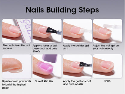 Clear Builder Gel HEMA-Free 5-in-1 2pcs 1.35oz – Nail Extension Strengthener Apex Construction Art Sealing & Repair | Soak-Off UV LED 28+