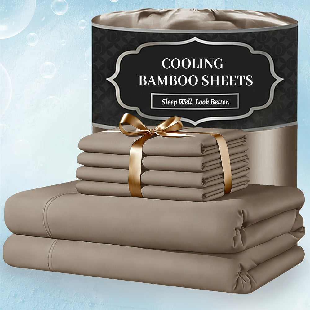Bed Sheet Set 4-Piece Bamboo-Derived Fabric with Available Extra-Deep Pocket and Eighteen Colors