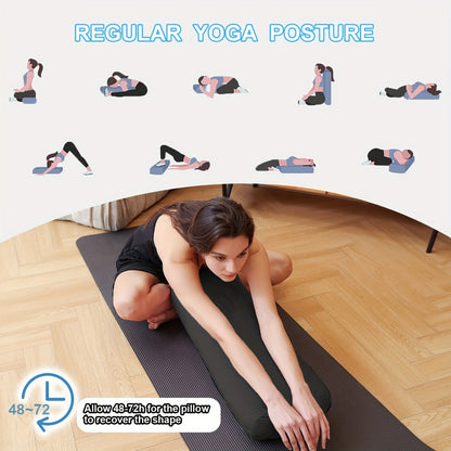 Yoga Bolster Pillow for Restorative Yoga & Meditation - Memory Foam Support Pillow with Removable Velvet Cover