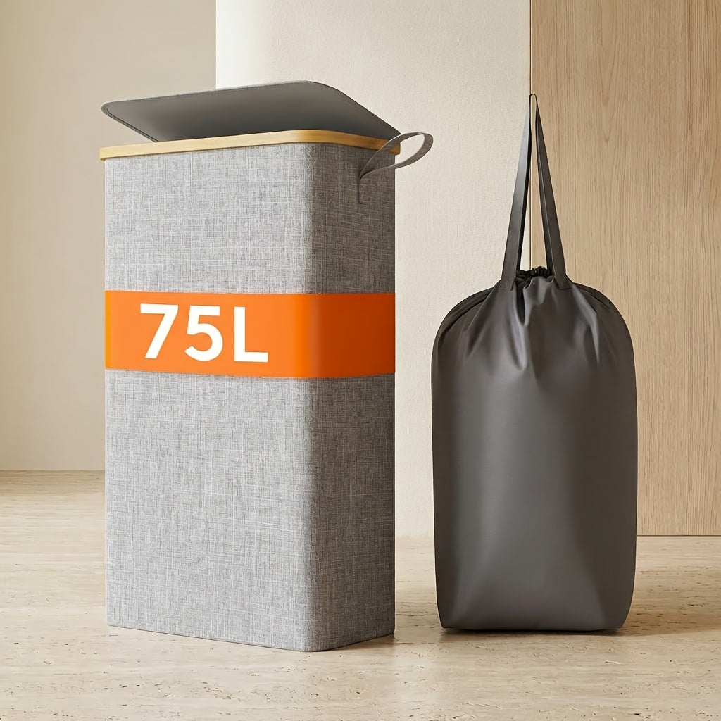 Slim Lidded Laundry Hamper with Removable Bag in Six Colors and 50L, 65L or 75L Options Pictured