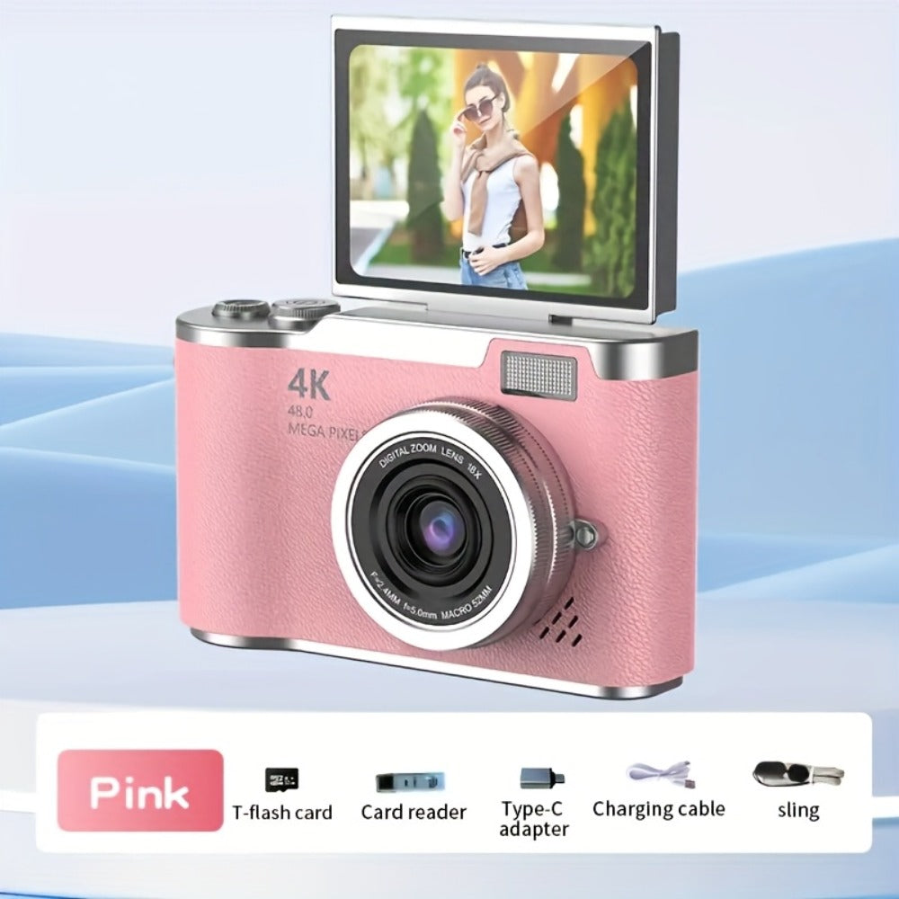 4K HD Digital Camera 2.4-Inch Flip Screen for Beginners Vlogging Photography Video Recording for an Everyday Personal Care Routine