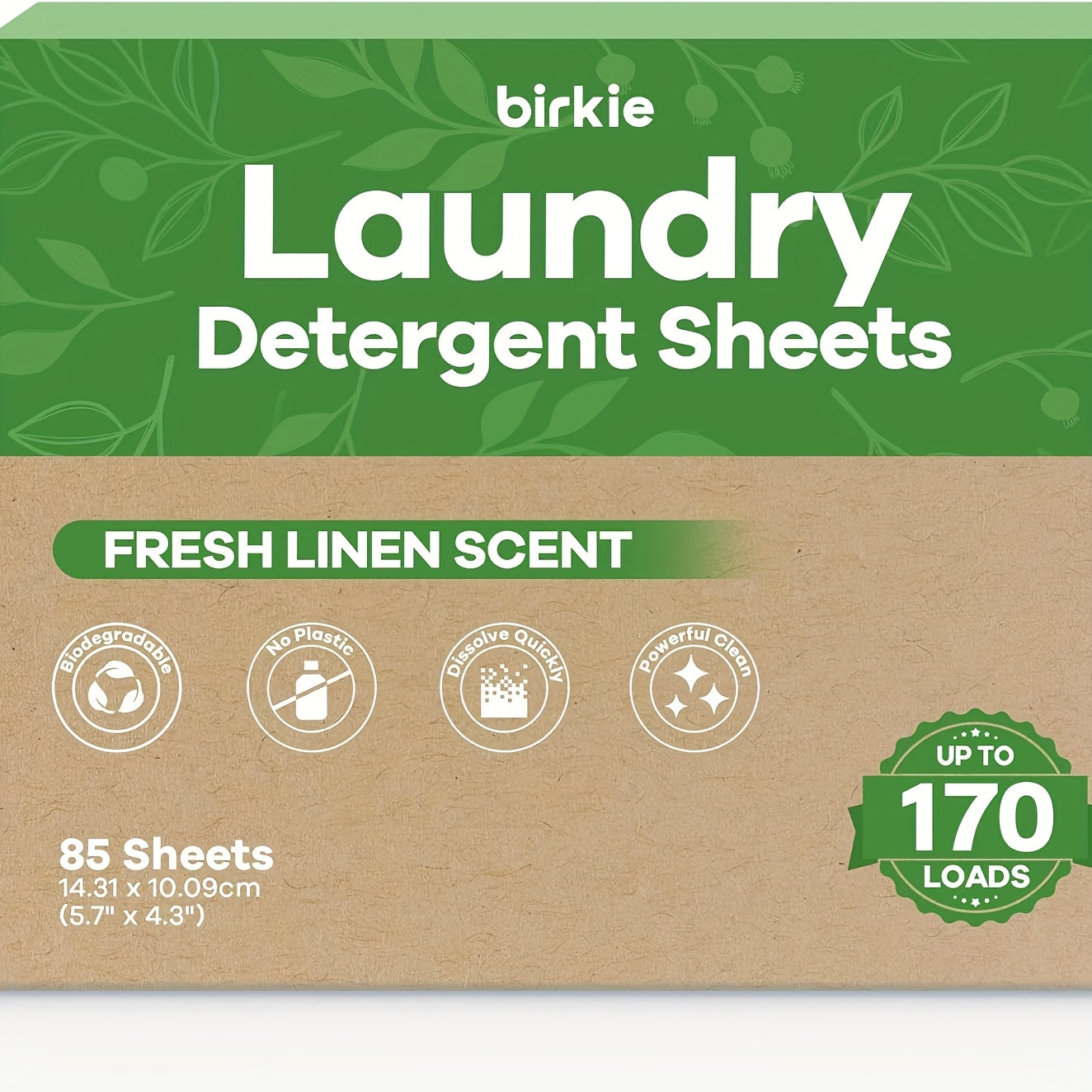 Laundry Detergent Sheets 170 Loads – 85 Sheets, Liquidless Eco-Friendly Washer Sheets, No Plastic Jug, Fresh Linen Scent