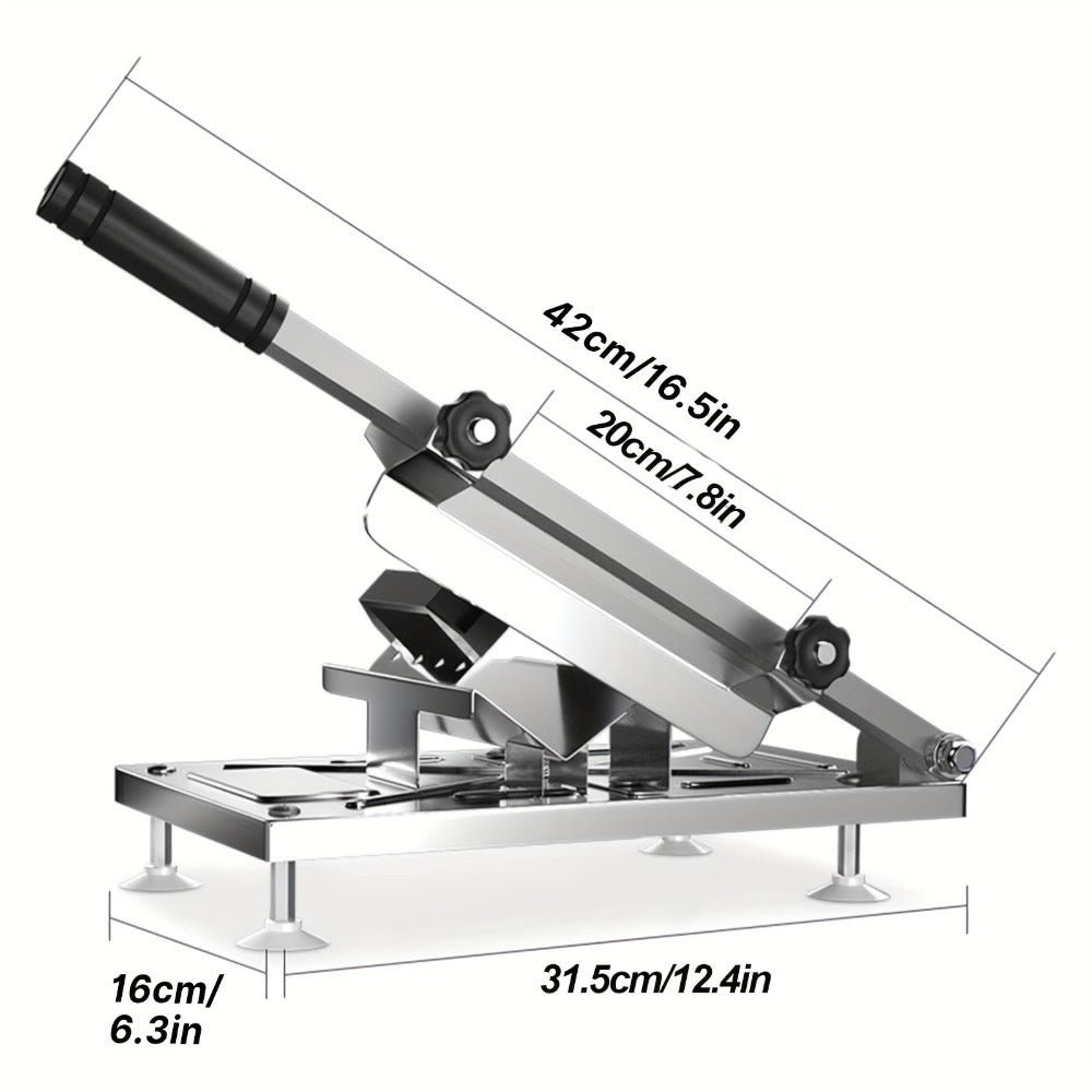 Manual Meat Slicer, Stainless Steel Food Slicer with Adjustable Thickness, Sharp 430 Steel Blade for Slicing Frozen Meat