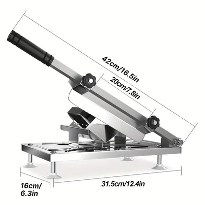 Manual Meat Slicer, Stainless Steel Food Slicer with Adjustable Thickness, Sharp 430 Steel Blade for Slicing Frozen Meat