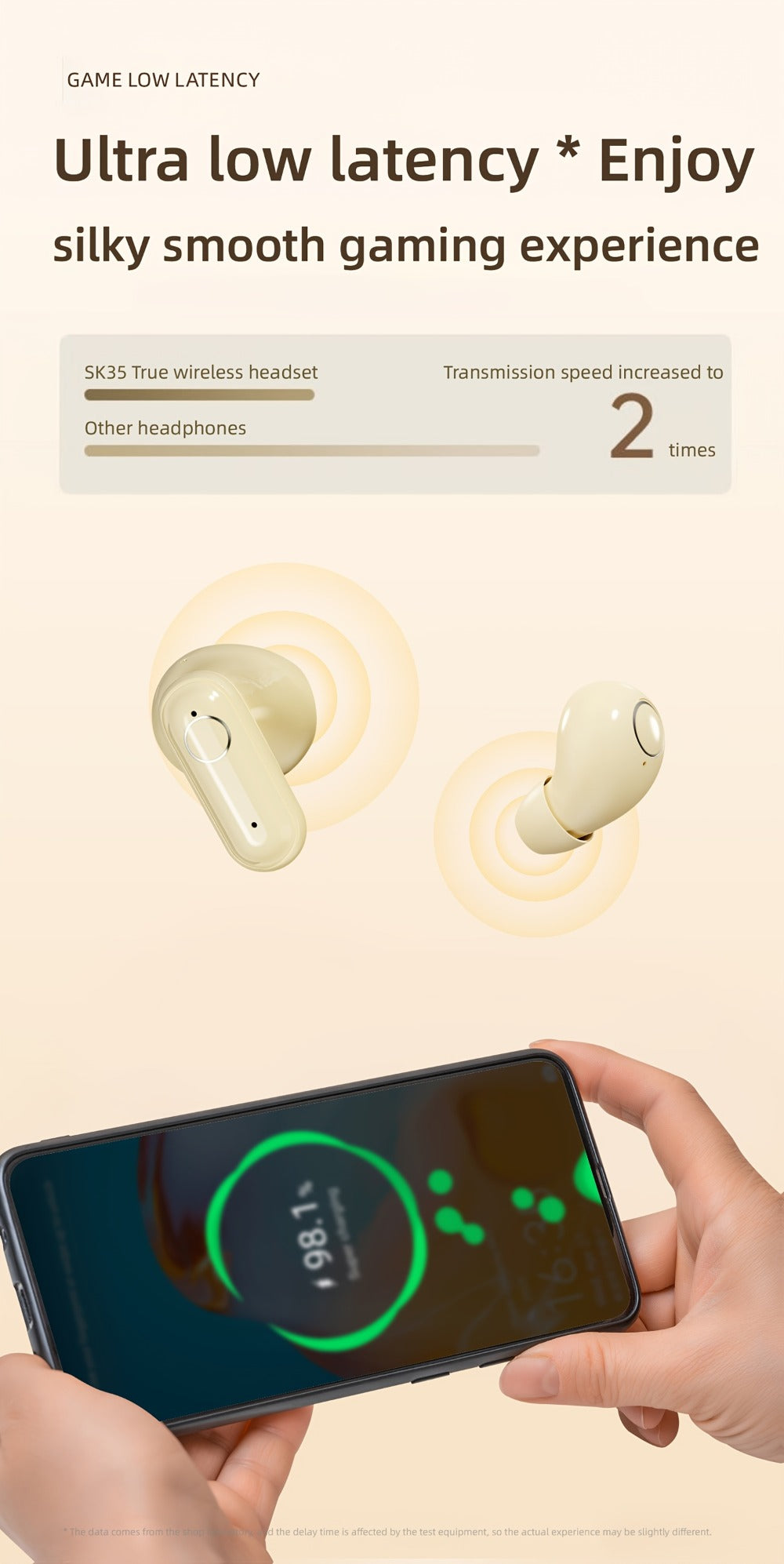 Wireless Earbuds MSHUKCOE 2-in-1 Mini Sleep Style with Touch Controls and Black, Khaki or Purple Choices