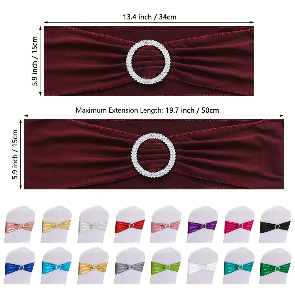 Chair Sashes for Wedding 100pcs Stretch Spandex Elastic Chair Sash Bands with Buckle for Dining Chairs Banquet Party Event Decor