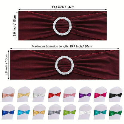 Chair Sashes for Wedding 100pcs Stretch Spandex Elastic Chair Sash Bands with Buckle for Dining Chairs Banquet Party Event Decor