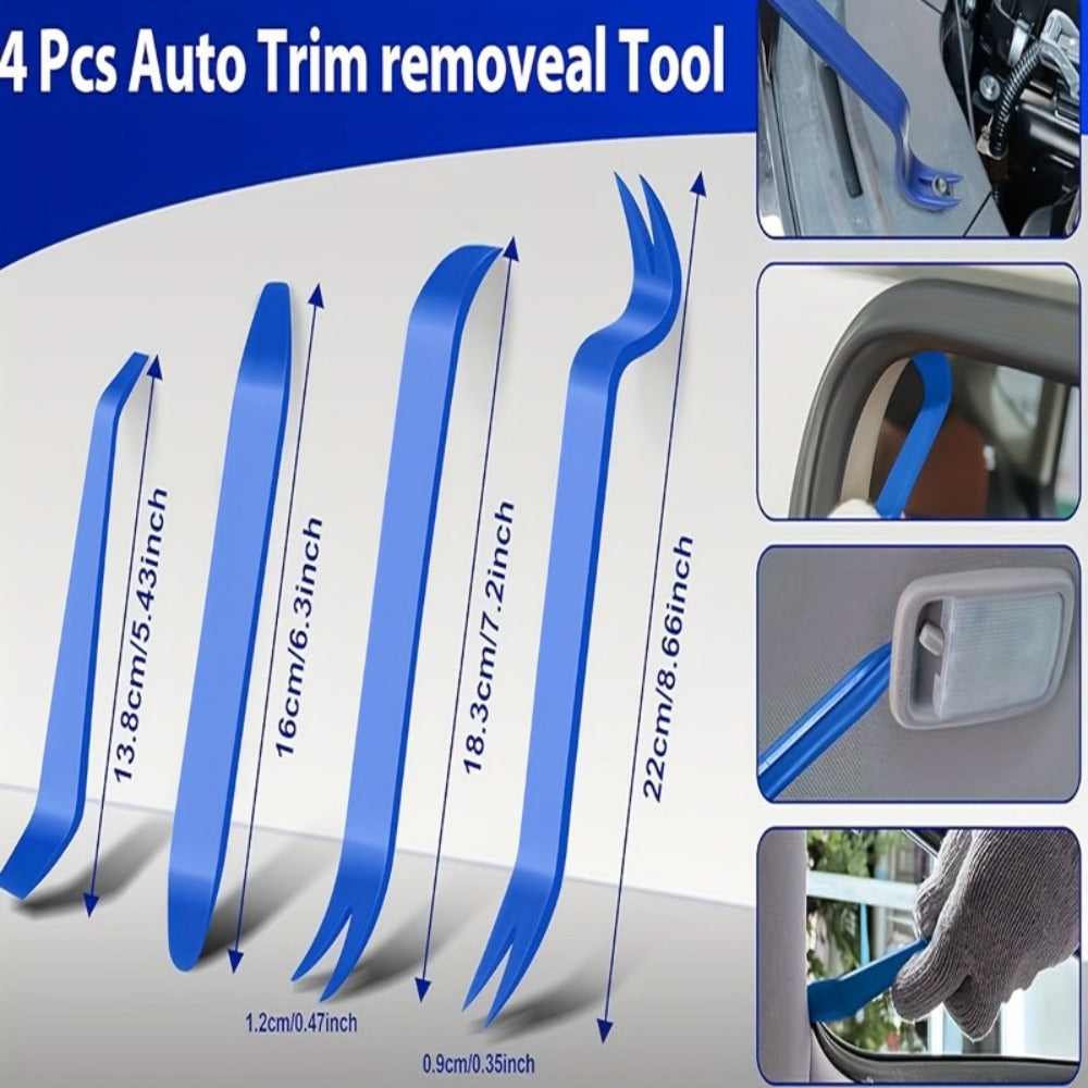 Auto Trim Removal Tool Kit 17pcs with Pry Tools Picks Metal Scraper Magnetic Telescopic Pickup Non-Slip Clips for Car Door Panel Dash