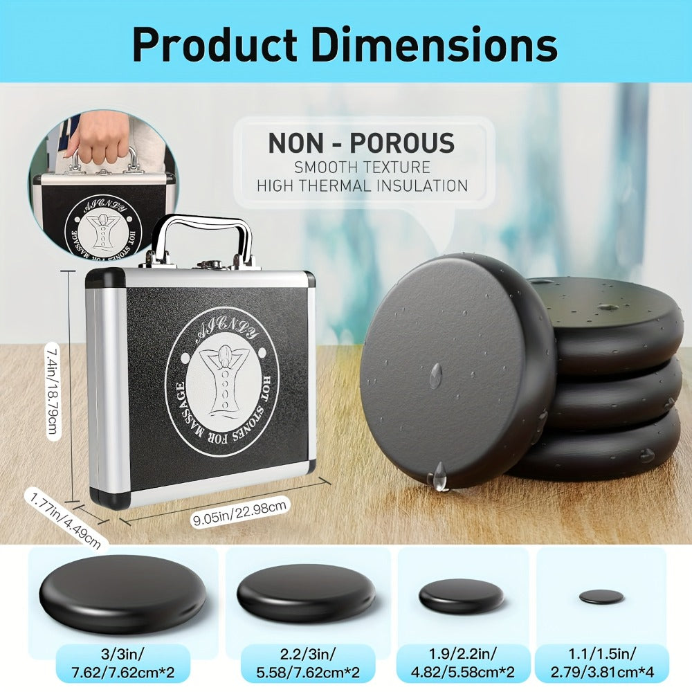 Hot Stone Massage Kit with Heater & Temperature Control, 10-Piece Professional Basalt Spa Stones Set