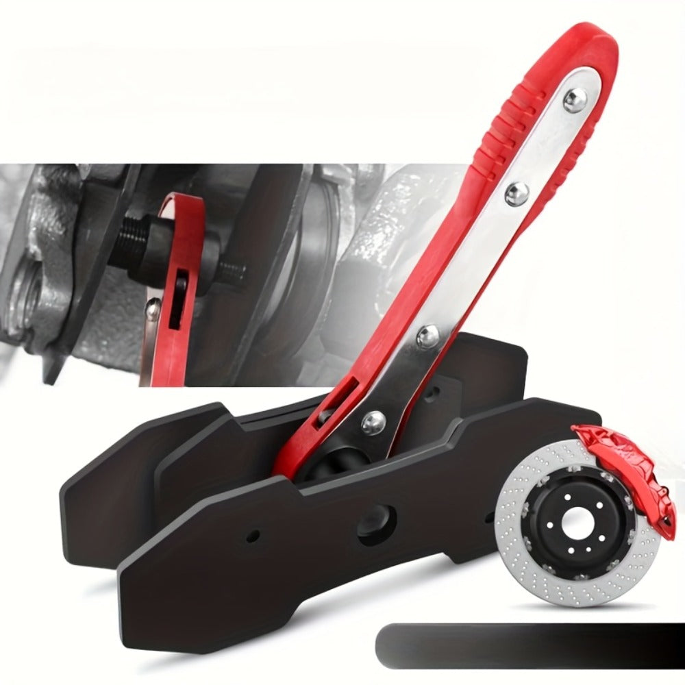 Red-Handle Brake Caliper Piston Press with Channel Plates and Two- or Five-Hook Bundles Pictured