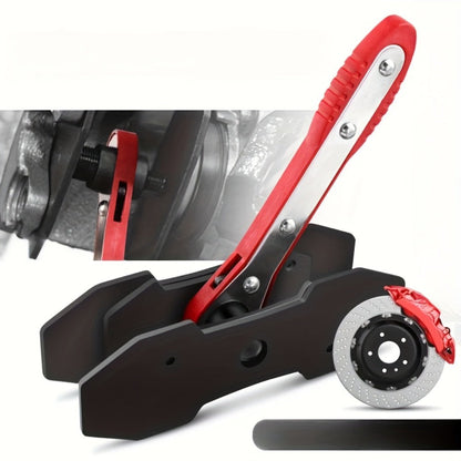 Red-Handle Brake Caliper Piston Press with Channel Plates and Two- or Five-Hook Bundles Pictured