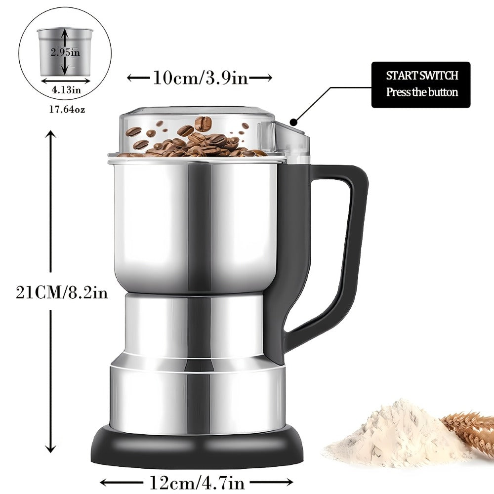 Electric Spice Grinder 300W, Multifunctional 304 Stainless Steel Coffee Bean Herb Seasoning Grain Grinder Machine for Kitchen