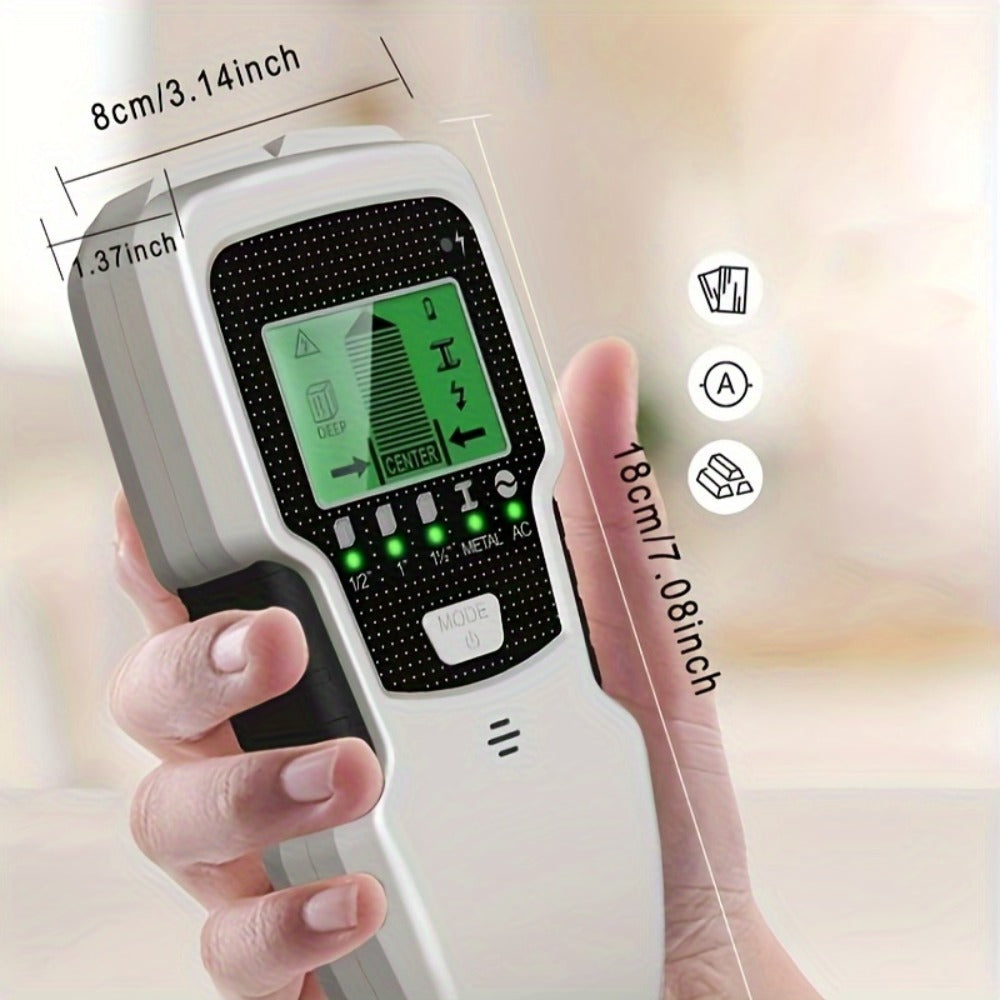 Stud Finder Wall Scanner 5-in-1 Electronic C75, LCD Display Audio Alarm Detects Wood Studs AC Live Wire Metal Pipes Joists