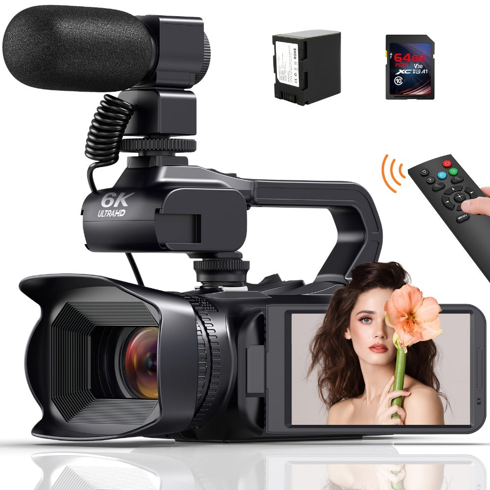 6K 64MP Video Camera Camcorder with IR Night Vision, DINGETU 18X Zoom Vlogging Camera, 4.0" Touch Screen