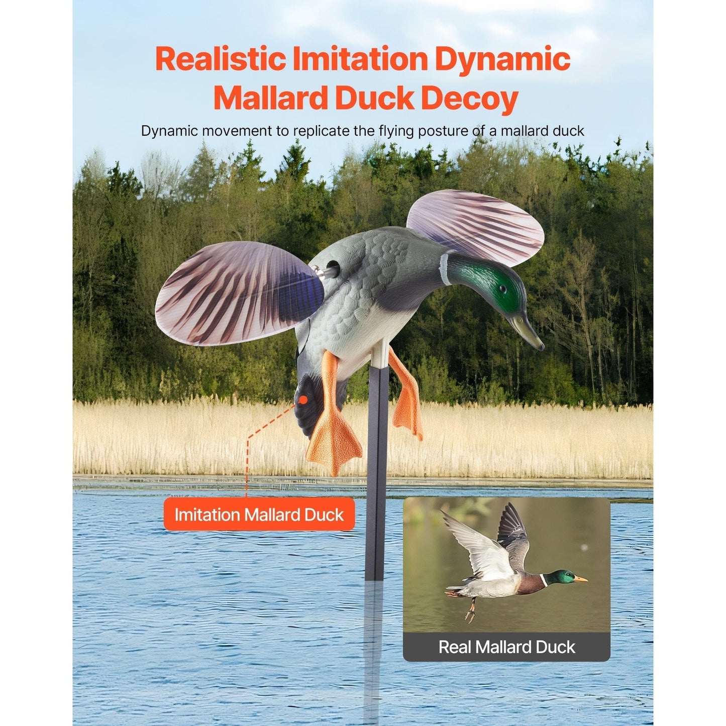 Remote Control Duck Decoy with Spinning Wings – 120M Infrared RC Realistic Teal Hunting Decoy | Bionic Motion Wing Flapping