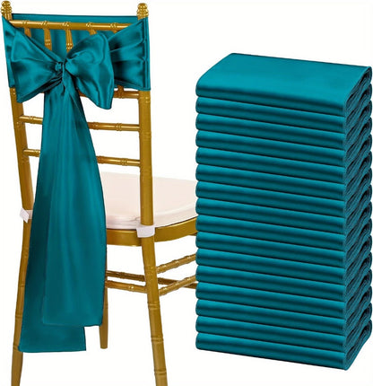 100pcs Satin Chair Sashes Bows for Wedding Banquet Party Event Decoration, 13 Colors, 18×275cm