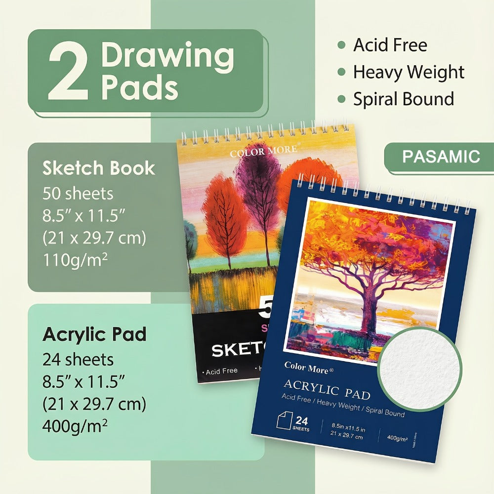 172 Piece Deluxe Art Set in Wooden Case with 2 Drawing Pads Crayons Acrylic with the Listed Color, Size or Set Options for Everyday Use