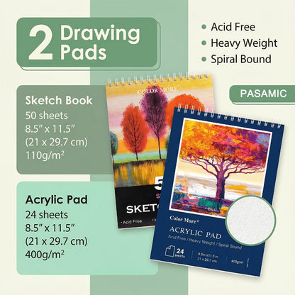 172 Piece Deluxe Art Set in Wooden Case with 2 Drawing Pads Crayons Acrylic with the Listed Color, Size or Set Options for Everyday Use
