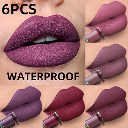 Matte Liquid Lipstick Set 6pcs Lip Glaze Non-Sticky Non-Drying Colorfast Velvet Finish, for Makeup, Travel and Everyday Vanity Use