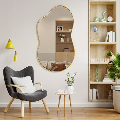 Irregular Asymmetrical Wall Mirror with Gold Frame in 20 x 36, 24 x 36 or 26 x 46 Inch Sizes