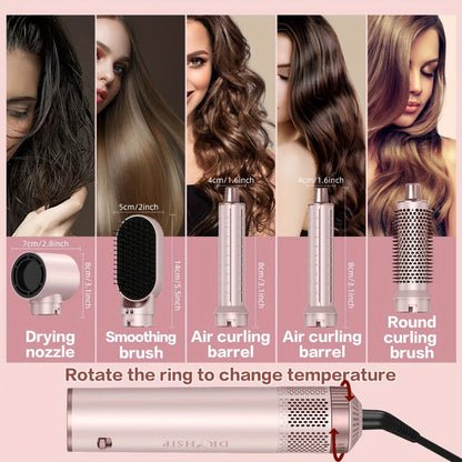 5-in-1 Hot Air Brush Negative Ion Hair Styler Blow Dryer Curler Straightener Volumizer, for Home, Travel and Salon Hair Styling