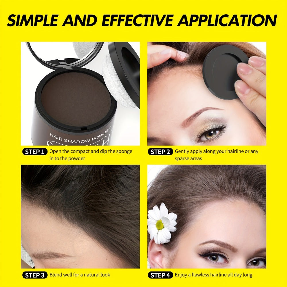 Hair Root & Hairline Concealer Powder Kit with Brush, Instant Coverage for Thinning Hair, Receding Hairline & Bald Spots